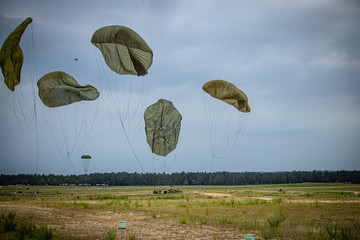 parachutes deflate as landing of heavy drop