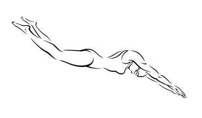 Female Dive Line Art