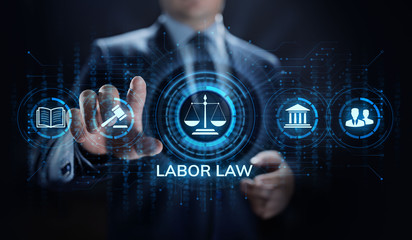 Labor law, Lawyer, Attorney at law, Legal advice business concept on screen.