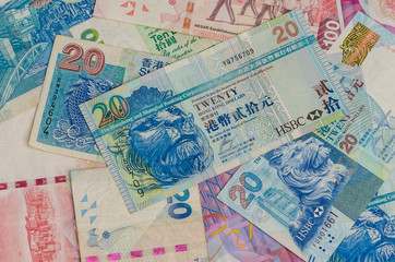HKD Hongkong money note background