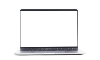 Laptop with blank screen isolated on white background with clipping path.