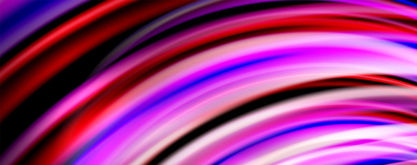 Fluid color waves with light effects, vector abstract background