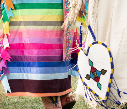 Close Up of  Ribbon Dress Worn by a Native American Woman