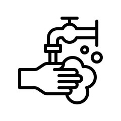 Hand washing vector illustration, Hygiene line style icon