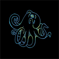 Gradient illustration of an octopus. Tattoo idea