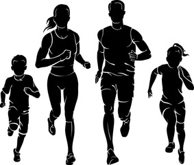 Family Fun Run Silhouette