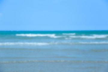 Beach  blue ocean and sky background ,Summer Concept .