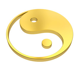 Golden Yin and Yang Symbol Isolated