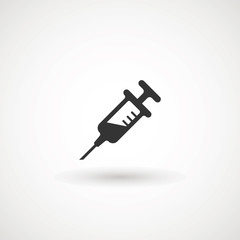 Syringe Injection Icon. Plastic medical syringe needle