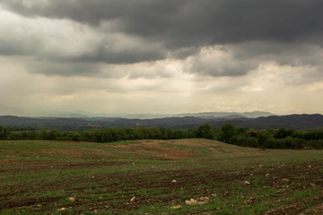 Landscape of rain and clouds