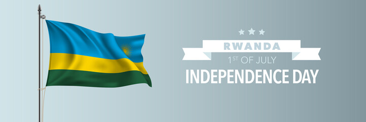 Rwanda happy independence day greeting card, banner vector illustration