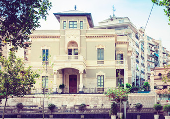 Obraz premium Italy, beautiful cityscape of Sicily, historical street of Catania, facade of old buildings .