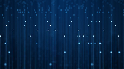 Abstract background fiber optics  concept.Moving over optical fibers with flashing light signals.