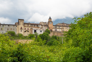 Fototapeta na wymiar Assergi (Abruzzo, Italy) - A small charming medieval village surrounded by stone walls, in the municipality of L'Aquila, under the Gran Sasso mountain, now abandoned after the earthquake