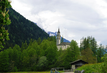 Fototapeta premium Bautiful church on top of a hill in the forst.