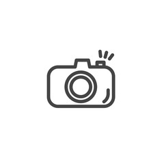 Camera icon in trendy outline style isolated on white background for website design, logo, app