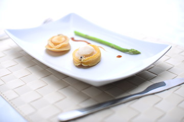 Close-up of oyster delicacy before the sauce is dripped over