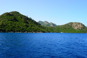 A boat trip on the Aegean Sea overlooking the islands