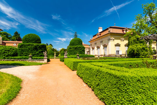 Buchlovice castle, Czech republic. Ancient heritage exterior built in baroque style. Famous tourist destination in South Moravia region