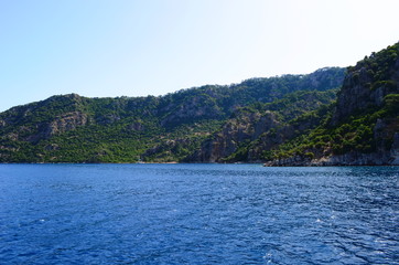 A boat trip on the Aegean Sea overlooking the islands