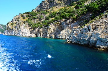 A boat trip on the Aegean Sea overlooking the islands