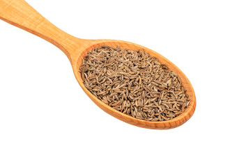 Dry cumin in spoon