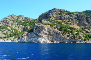 Obraz premium A boat trip on the Aegean Sea overlooking the islands