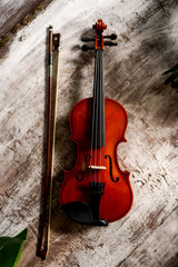Naklejka na ściany i meble old violin on vintage background