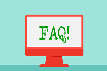 Writing note showing Faq. Business photo showcasing Frequently asked question for clearing up confusions