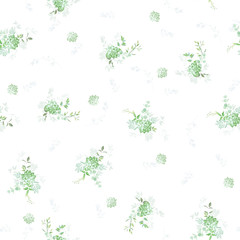 Fototapeta na wymiar Seamless pattern with elegant greenery and succulent,watercolor effect