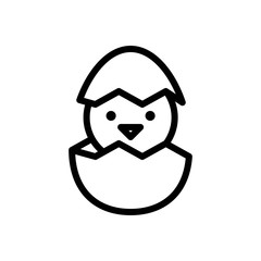 Chick in egg vector illustration, Easter line style icon