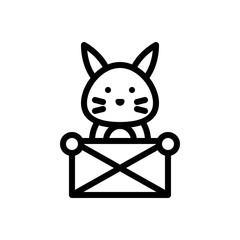 Bunny and letter vector illustration, Easter line style icon