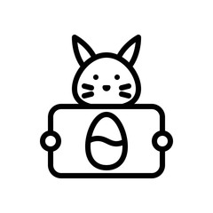 Fototapeta premium Bunny with Easter egg sign vector illustration, Easter line style icon