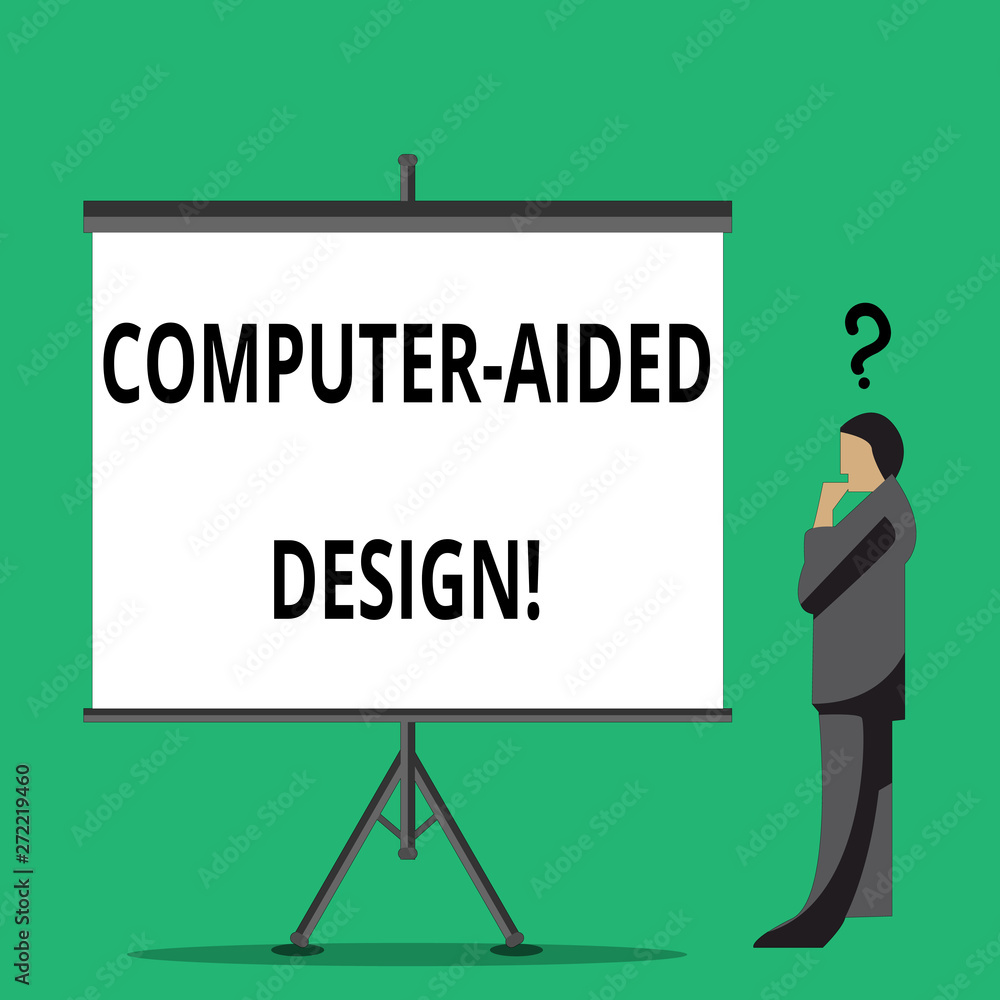 Poster handwriting text writing computer aided design. concept meaning cad industrial designing by using el