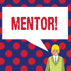 Writing note showing Mentor. Business photo showcasing Person who gives advice or support to a younger less experienced