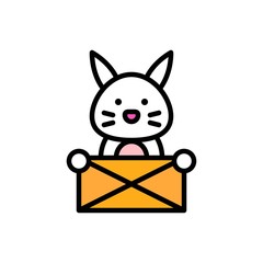 Bunny and letter vector, Easter filled icon editable stroke