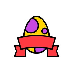 Easter egg with badge vector, Easter filled icon editable stroke