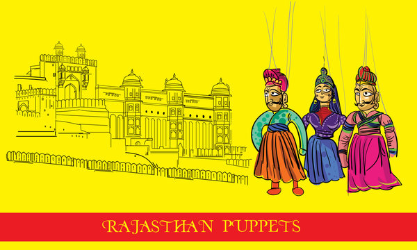 rajasthan  tourism vector illustration line art