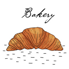 Poster with hand drawn bakery products isolate on a white background