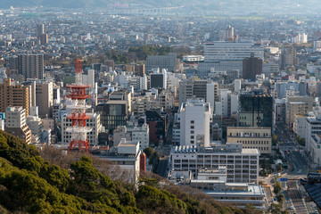 松山城の天守から見る松山市街の風景