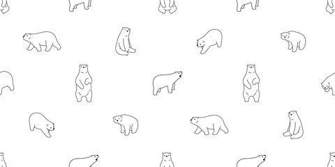 Bear seamless pattern vector polar bear scarf isolated cartoon repeat background tile wallpaper illustration design white