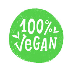 100 percent vegan vector badge sign