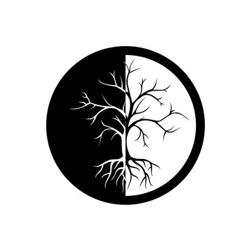 recommend clip art: Tree of life icon, sign, logo, button, illustration with tree and roots silhouette