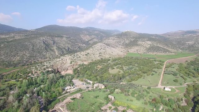 Aerial view of Mt Hermon base, ruins near Banias. Golan. Israel. DJI-0014-05