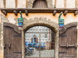 Fototapeta na wymiar wooden gate with metal wicket