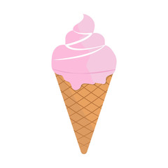 Ice Cream. Flat Design. Flat Icon. For Summer Time Sale Flyer, Card, Sticker, Poster and Other. For Web and Print. Vector Illustration.  