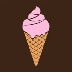 Ice Cream. Flat Design. Flat Icon. For Summer Time Sale Flyer, Card, Sticker, Poster and Other. For Web and Print. Vector Illustration.