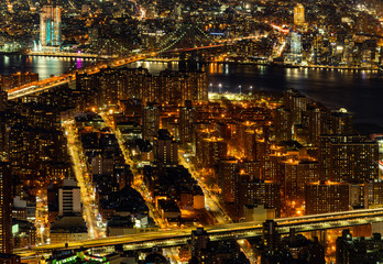 Aerial Manhattan bridge New York