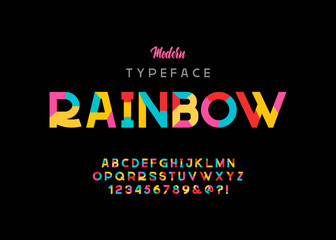 Vector of modern vibrant font and alphabet.