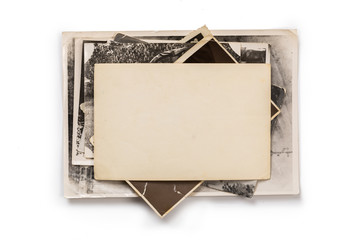 Stack of old photos with clipping path for the inside